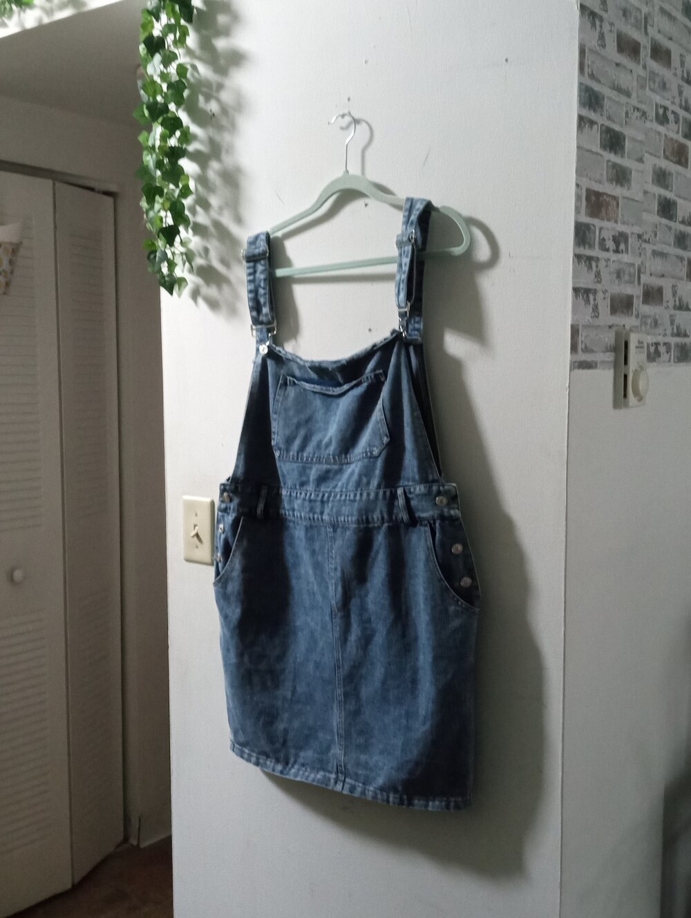 Women's Denim Overall Dress - Blue